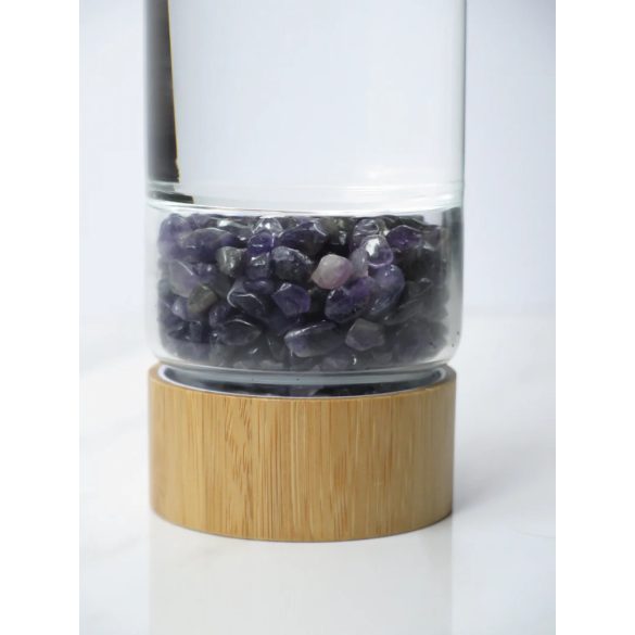 Üvegkulacs ametiszt ásvánnyal (bambusz)