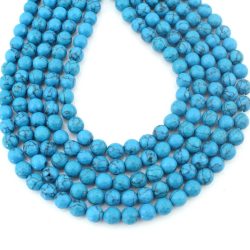 Kék-Howlite (színezett, türkenit) Ásványgyöngy