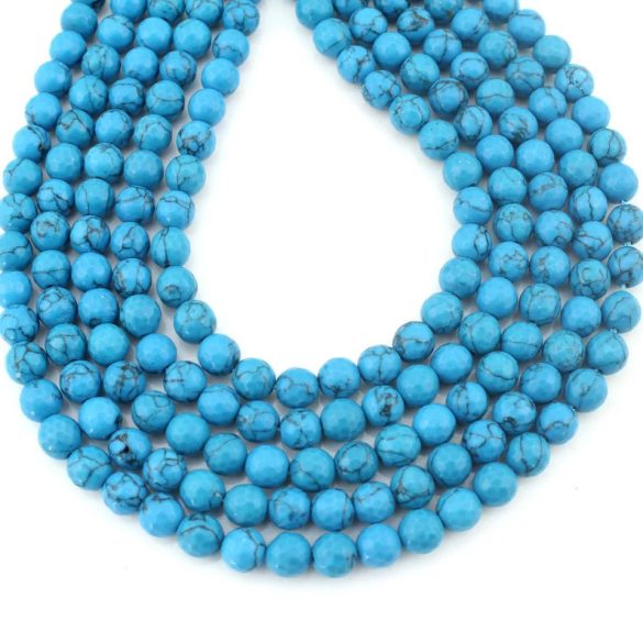 Kék-Howlite (színezett, türkenit) Ásványgyöngy